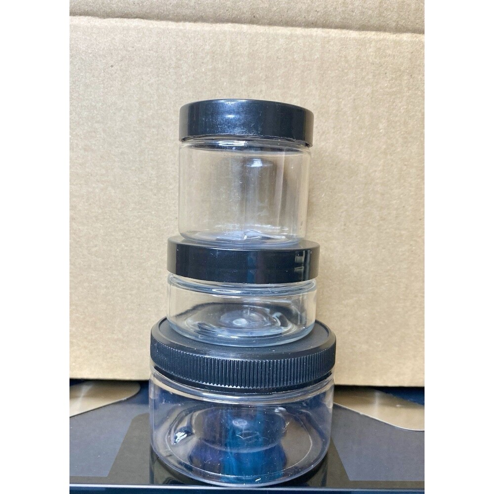 26 Plastic Storage Jars w/ Black Lids | Mixed Sizes 2oz & 4oz | BPA-Free PETE